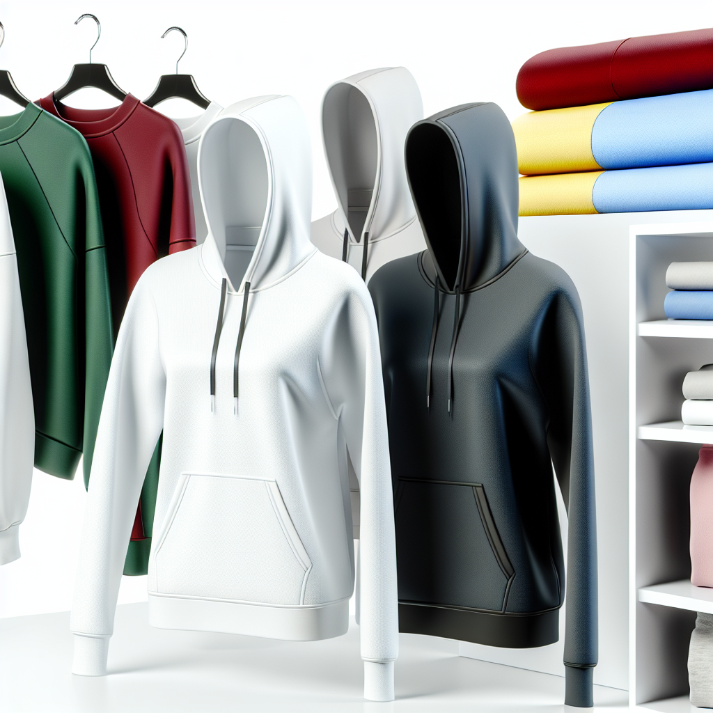 Damen Sweatshirts & Hoodies: weiße und dunkelgraue Kapuzenpullover in Store-Auslage, weitere Farben.
