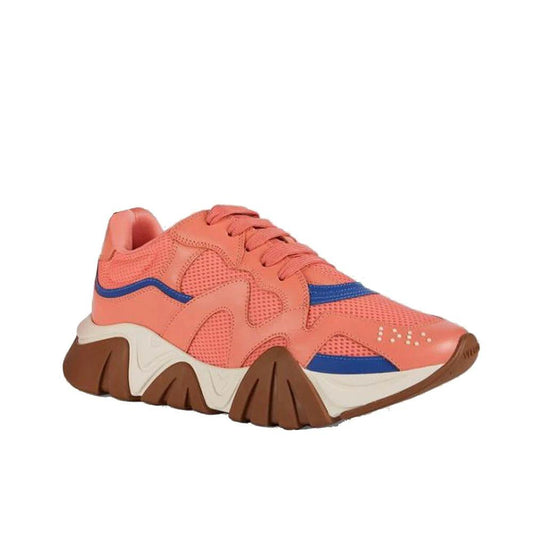 Versace Orangefarbene Leder Chunky Sneaker by Versace