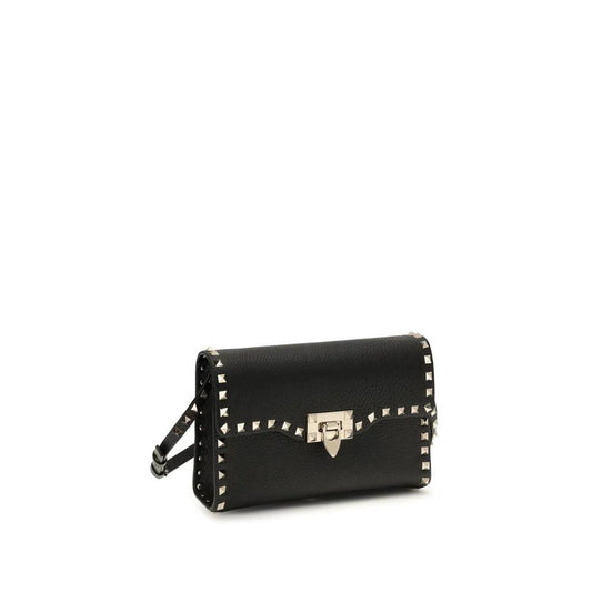 Valentino Garavani Schwarze Bos Taurus Schultertasche aus Kalbsleder by Valentino Garavani