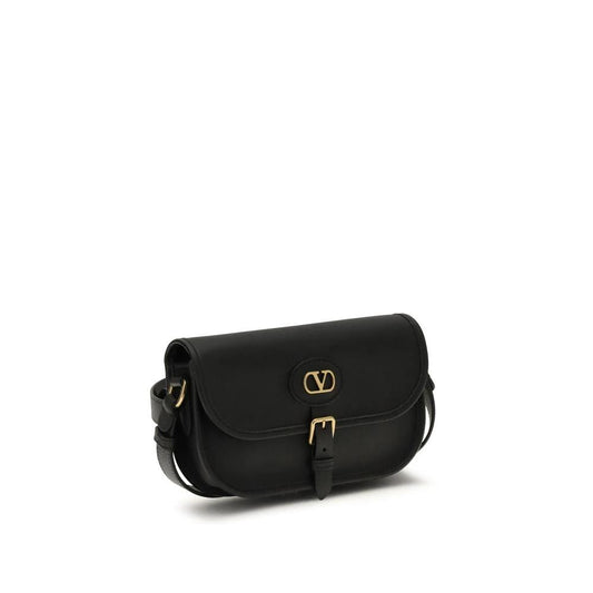 Valentino Garavani Schwarze Kalbsleder Bos Taurus Schultertasche by Valentino Garavani