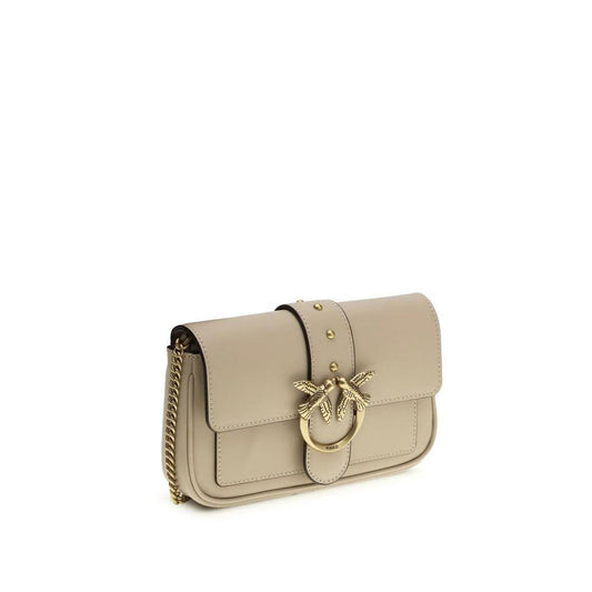 PINKO Beige Calf Leather Bos Taurus Schultertasche by PINKO