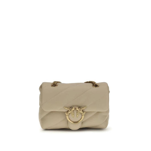 PINKO Beige Calf Leather Bos Taurus Schultertasche by PINKO