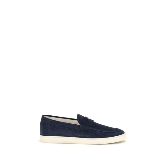 Brunello Cucinelli Blaue Kalbsleder Bos Taurus Slipper-Loafer by Brunello Cucinelli