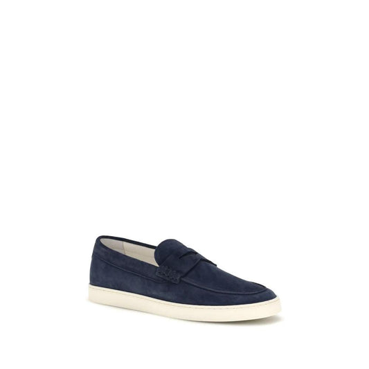 Brunello Cucinelli Blaue Kalbsleder Bos Taurus Slipper-Loafer by Brunello Cucinelli