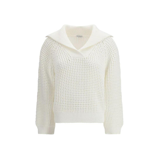 Brunello Cucinelli Cucinelli Weißes Baumwoll-Sweatshirt by Brunello Cucinelli Cucinelli