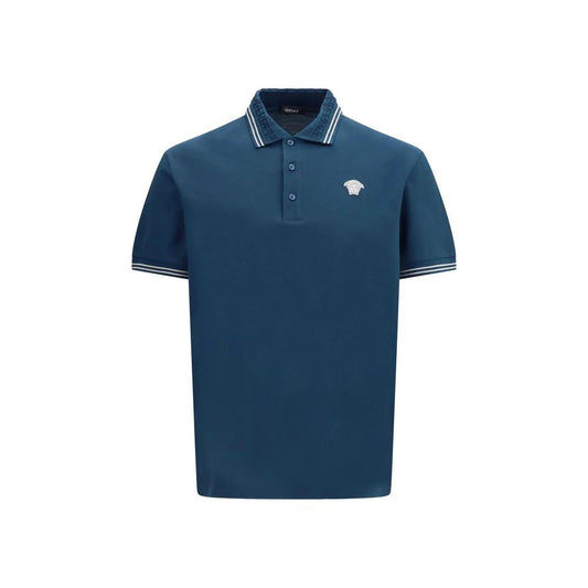 Versace Blaues Baumwoll-Poloshirt by Versace
