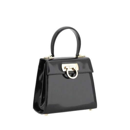 Ferragamo Schwarze Kalbsleder Bos Taurus Handtasche by Ferragamo