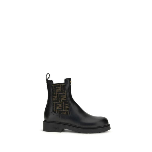 Fendi Schwarze Ankle Boots aus Kalbsleder Bos Taurus by Fendi
