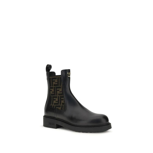 Fendi Schwarze Ankle Boots aus Kalbsleder Bos Taurus by Fendi