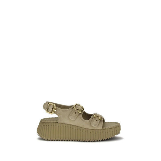 Chloé Beige Kalbsleder Bos Taurus Plateau-Sandalen by Chloé