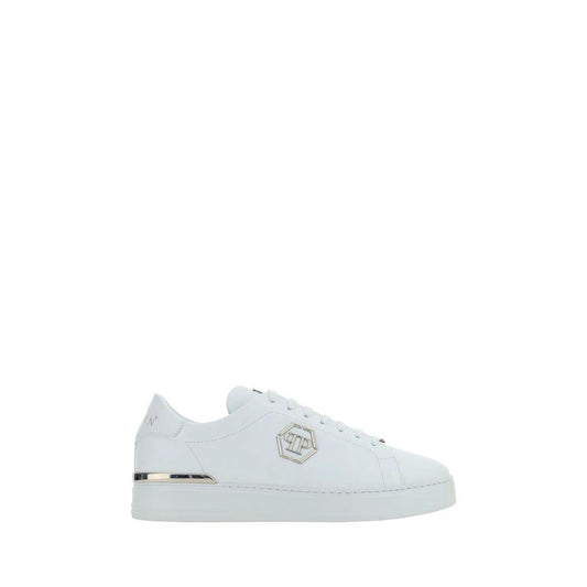 Philipp Plein Weiße Bos Taurus Kalbsleder Low-Top-Sneaker by Philipp Plein