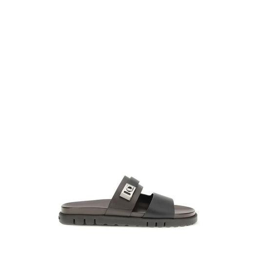 Ferragamo Schwarze Bos Taurus Kalbsleder-Sandalen by Ferragamo