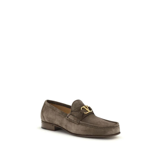 Valentino Garavani Braune Kalbsleder Bos Taurus Loafer zum Hineinschlüpfen by Valentino Garavani