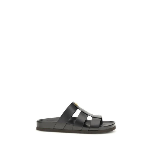 Valentino Garavani Schwarze Bos Taurus Kalbsleder-Sandalen by Valentino Garavani