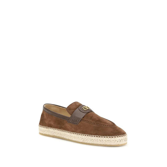 Valentino Garavani Braune Kalbsleder Bos Taurus Espadrilles by Valentino Garavani