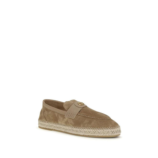 Valentino Garavani Beige Kalbsleder Bos Taurus Espadrilles by Valentino Garavani