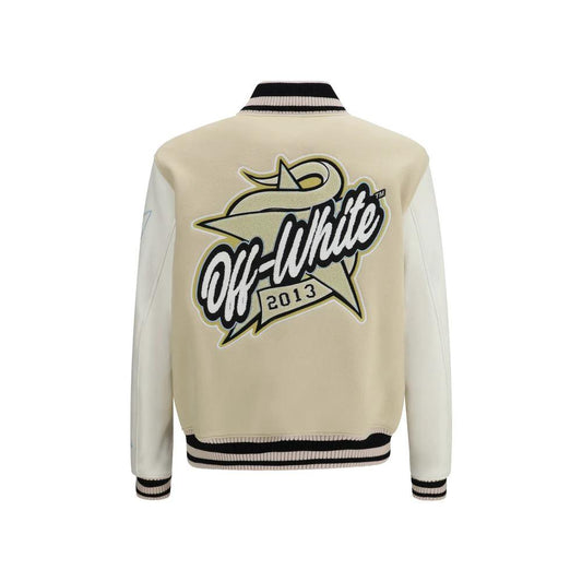 Off-White Beige Wool Bomber by Off-White