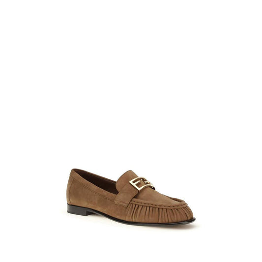 Fendi Braune Kalbsleder Bos Taurus Slipper-Loafer by Fendi