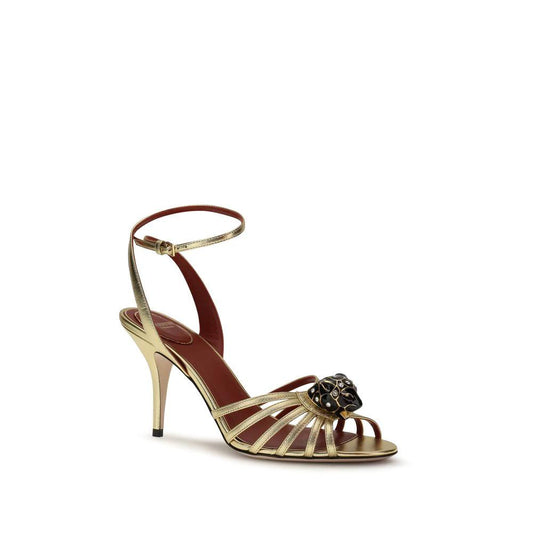 Valentino Garavani Sandale mit Stilettoabsatz aus Kalbsleder Bos Taurus in Gold by Valentino Garavani