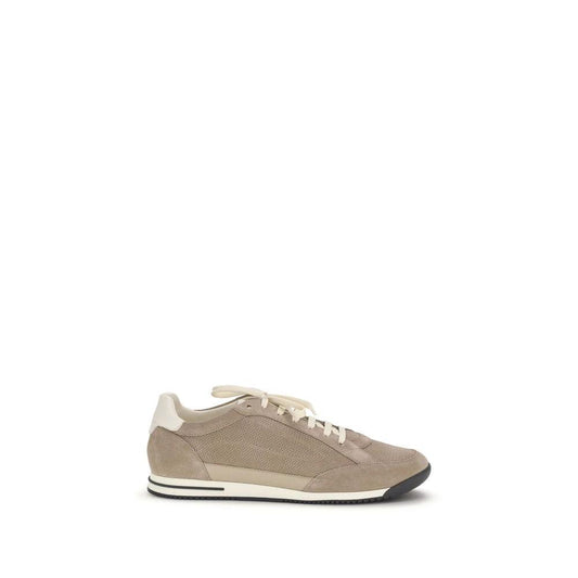 Brunello Cucinelli Cucinelli Beige Calf Leather Bos Taurus Low Top Sneakers by Brunello Cucinelli Cucinelli