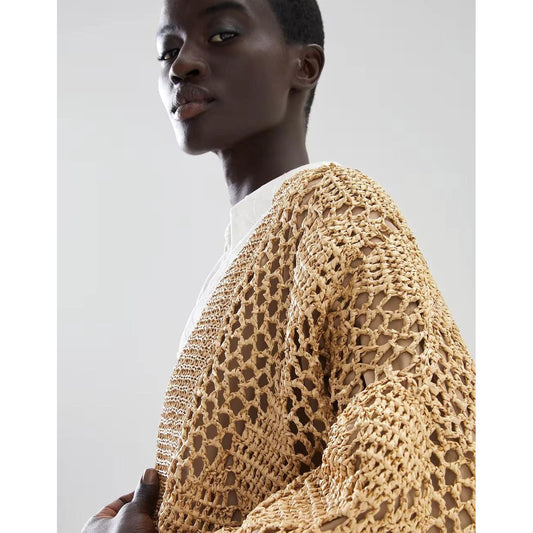 Brunello Cucinelli Beige Polyamid-Strickjacke by Brunello Cucinelli