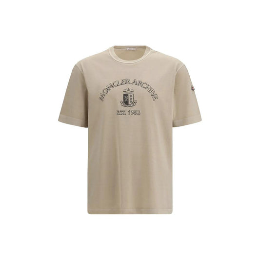 Moncler Beige Cotton T-Shirt by Moncler