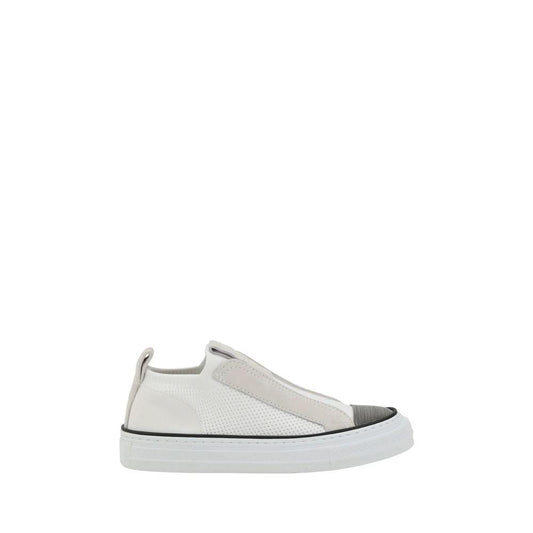 Brunello Cucinelli Cucinelli Weiße Low-Top-Sneaker aus Nylon by Brunello Cucinelli Cucinelli