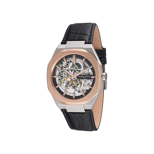 Pierre Cardin Schwarze Lederkleid-Uhr by Pierre Cardin