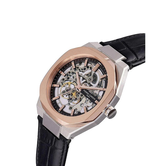 Pierre Cardin Schwarze Lederkleid-Uhr by Pierre Cardin