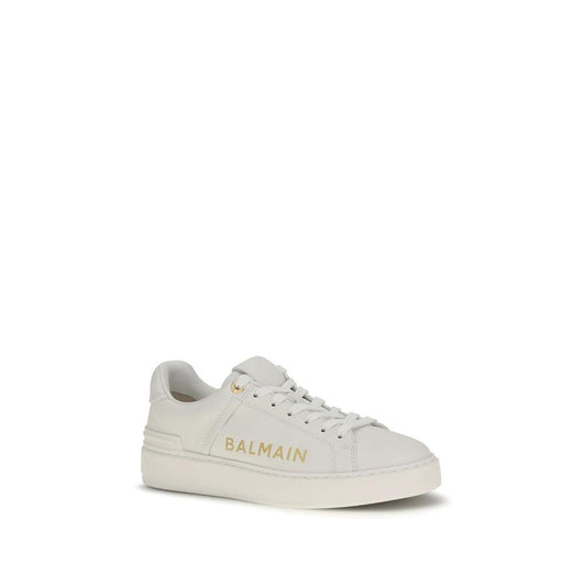 Balmain Weiße Kalbsleder Bos Taurus Low-Top-Sneaker by Balmain