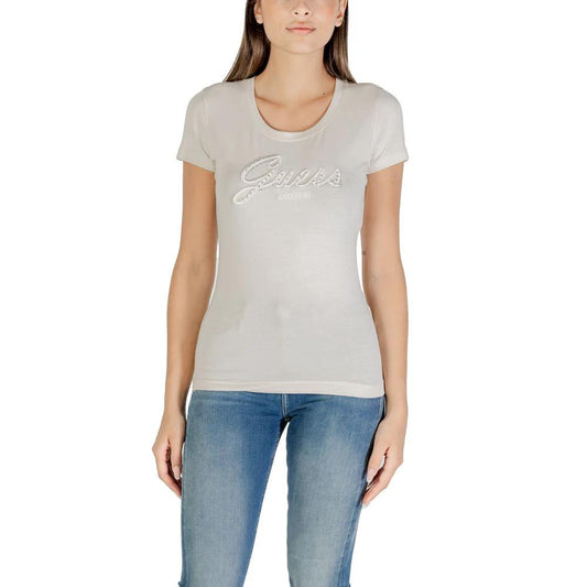 Guess Beige Cotton T-Shirt by Guess