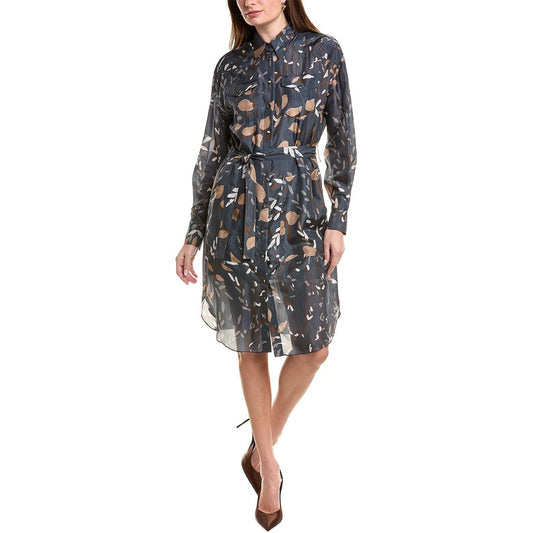 Brunello Cucinelli Cucinelli Blaues Seiden-Freizeitkleid by Brunello Cucinelli Cucinelli
