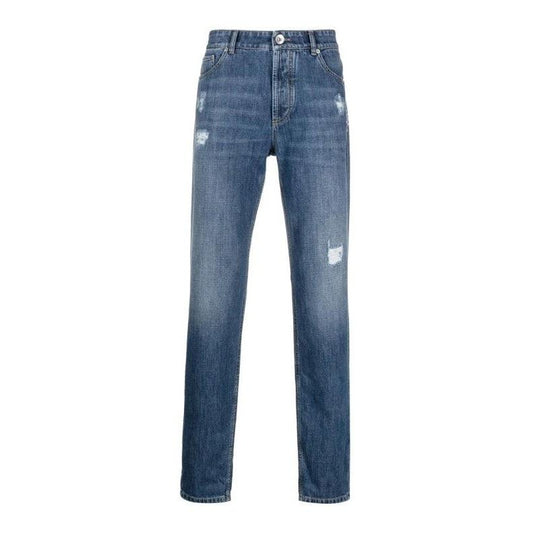 Brunello Cucinelli Cucinelli Blaue Baumwoll-Jeans mit geradem Bein by Brunello Cucinelli Cucinelli