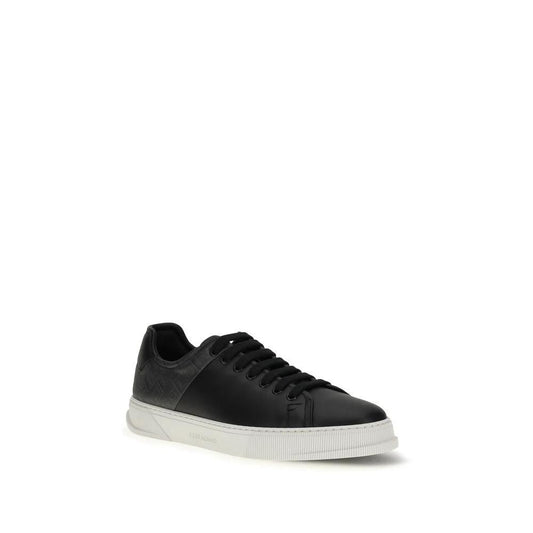 Ferragamo Schwarze Bos Taurus Kalbsleder Low-Top-Sneaker by Ferragamo
