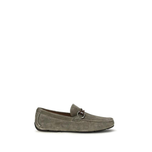 Ferragamo Graue Kalbsleder Bos Taurus Slipper-Loafer by Ferragamo