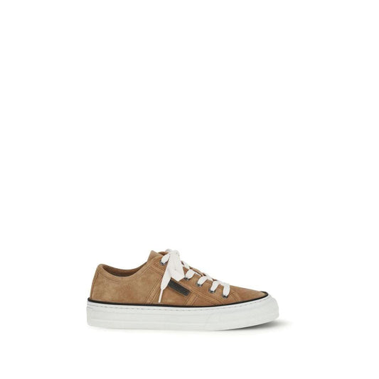 Brunello Cucinelli Cucinelli Beige Calf Leather Bos Taurus Low Top Sneakers by Brunello Cucinelli Cucinelli
