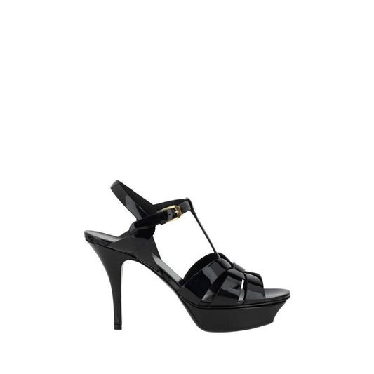 Saint Laurent Schwarze Bos Taurus Kalbsleder-Stiletto-Sandalen by Saint Laurent