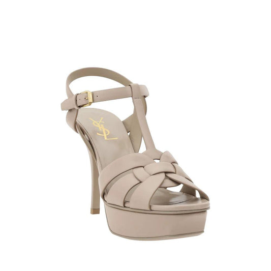 Saint Laurent Beige Kalbsleder Bos Taurus Stiletto-Sandalen by Saint Laurent