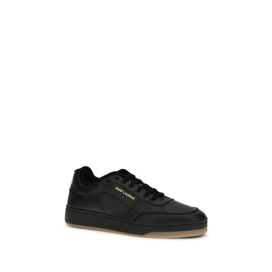 Saint Laurent Schwarze Bos Taurus Kalbsleder Low-Top-Sneaker by Saint Laurent