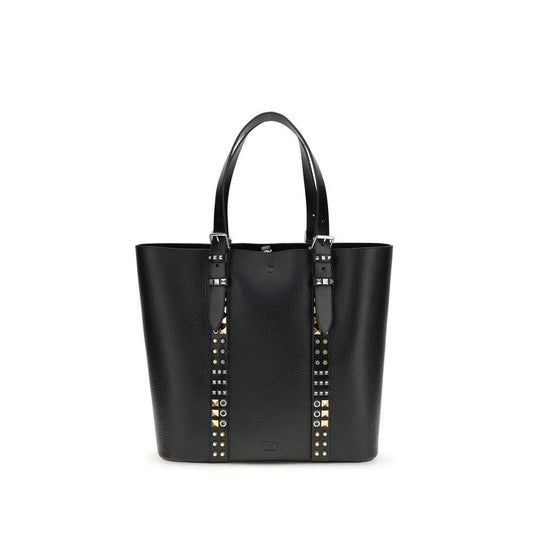 Valentino Garavani Schwarze Kalbsleder Bos Taurus Schultertasche by Valentino Garavani