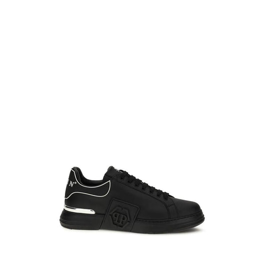 Philipp Plein Schwarze Bos Taurus Kalbsleder Low-Top-Sneaker by Philipp Plein