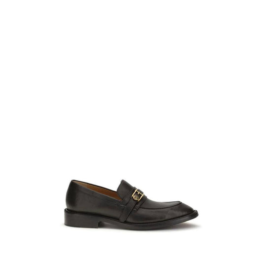 Versace Schwarze Bos Taurus Kalbsleder Loafer zum Hineinschlüpfen by Versace