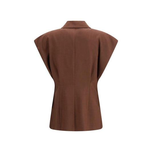 PINKO Brauner ärmelloser Blazer aus Viskose by PINKO