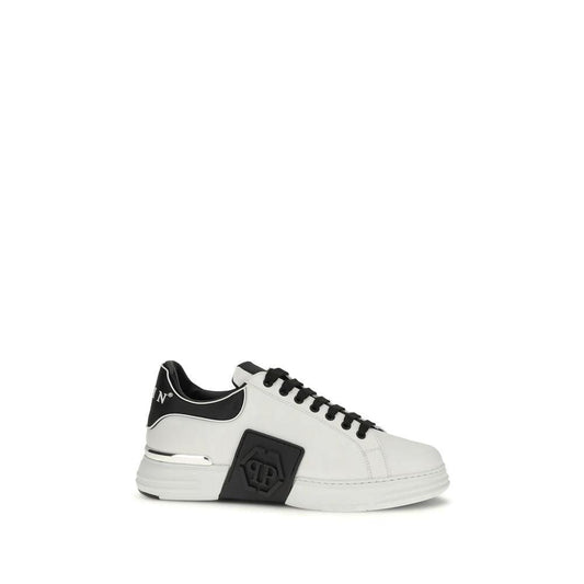 Philipp Plein Weiße Bos Taurus Kalbsleder Low-Top-Sneaker by Philipp Plein