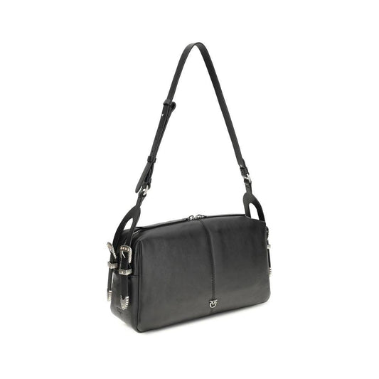 PINKO Schwarze Kalbsleder Bos Taurus Schultertasche by PINKO