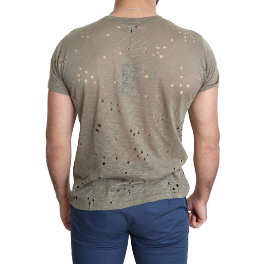 Guess Triangle Logo T Shirt Braun Meliert Dunkel | ELORÉ by Guess