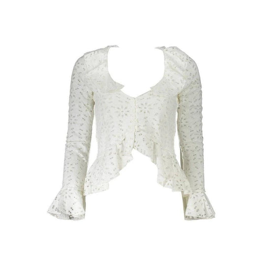 Desigual Patchwork Bluse Mit Rüschenärmel Weiß | ELORÉ by Desigual