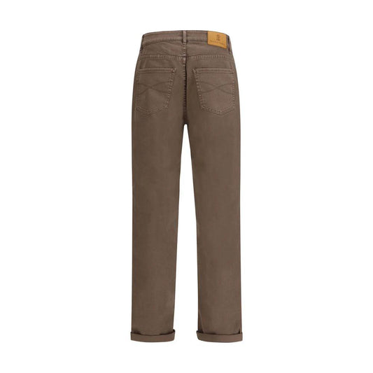 Brunello Cucinelli Braune Baumwolljeans im Relaxed Fit by Brunello Cucinelli