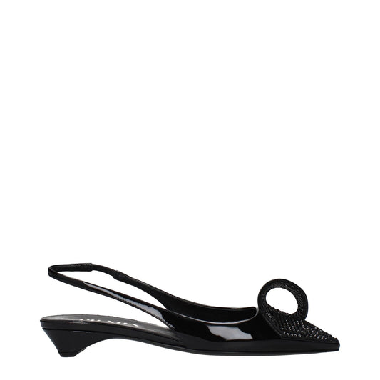 Prada Schwarze flache Sandalen aus Leder by Prada