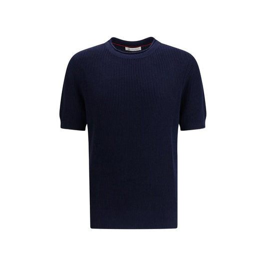 Brunello Cucinelli Cucinelli Blaues Leinen-T-Shirt by Brunello Cucinelli Cucinelli